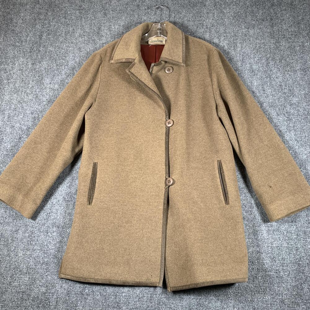 Neiman Marcus Coat Womens 8 Brown Cashmere Wool Overcoat Button Lined Mid Length
